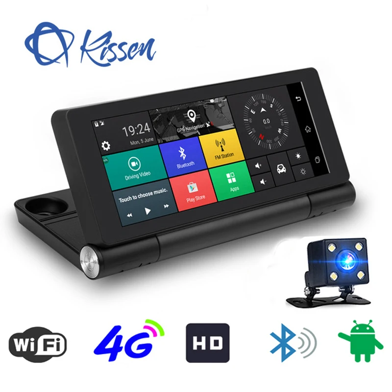 

Kissen 7" 4G Wifi ADAS Car DVR Dash Camera Android 5.1 Full HD 1080P GPS Navigation Video Recorder Bluetooth Dual Lens Dash Cam