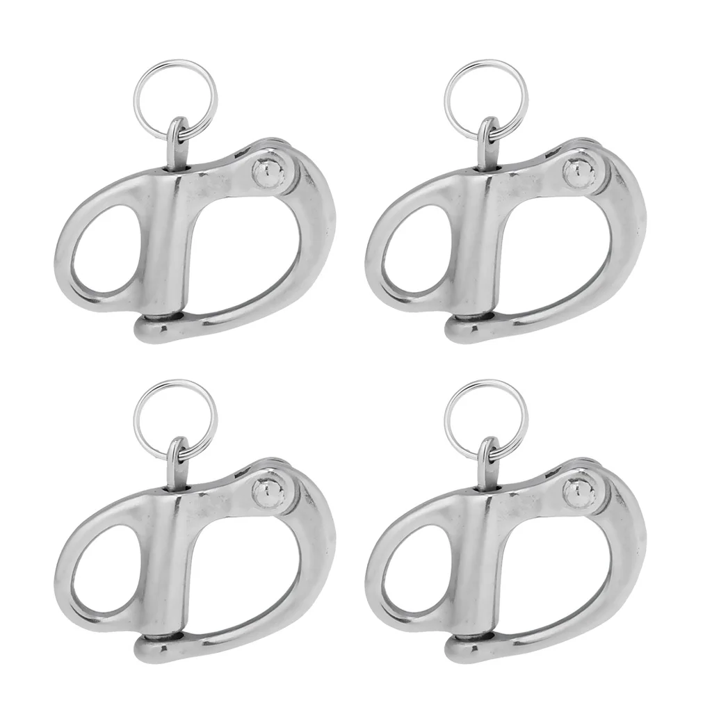 (Pack of 4) 304 Stainless Steel Fixed Bail Snap Shackle For Kayak Boat Yacht 5.2x2.8cm Rafting Sailing Accessory