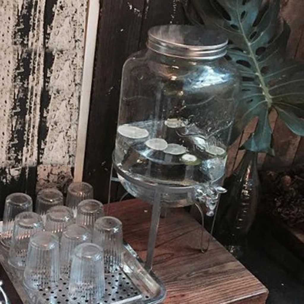 4L & 5L & 8L Iron Drink Juice Beverage Dispenser Metal Stand Organizer Gallon Home Pub Bar Club Uses