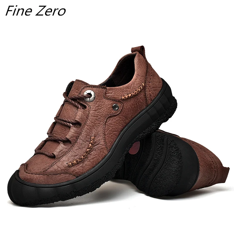 Men's Waterproof Hiking Shoes Travel Shoes Outdoor Non-slip Wear Hunting Sneakers Genuine Leather Trekking Climbing Sports Shoes