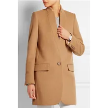 Зимний костюм со стоячим воротником в стиле BF Простое Шерстяное Пальто для женщин длинные куртки с широкой талией элегантное тонкое кашемировое пальто верхняя одежда