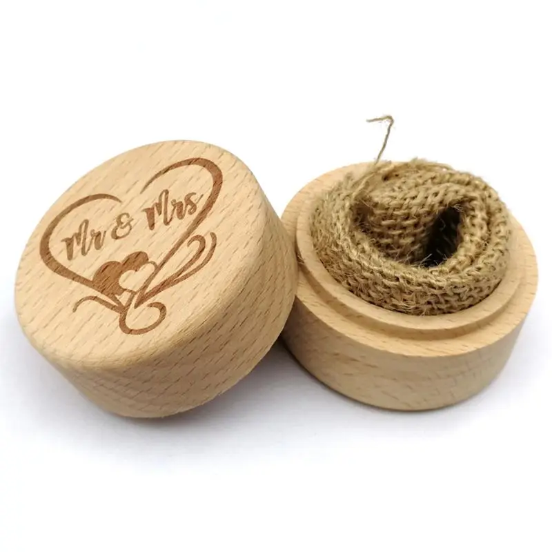 

Personalized Engraving Rustic Wedding Wooden Ring Box Jewelry Trinket Storage Container Holder Custom Mr & Mrs Rings Bearer