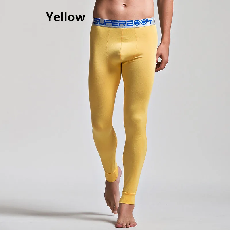 Мужские подштанники, домашние Тонкие штаны, леггинсы, теплые штаны SP7K - Цвет: Цвет: желтый