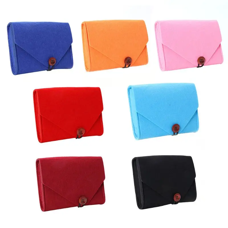 

Home Cosmetic Bag Key Coin Case Mini Felt Pouch Earphone SD Card Power Bank Data Cable Travel