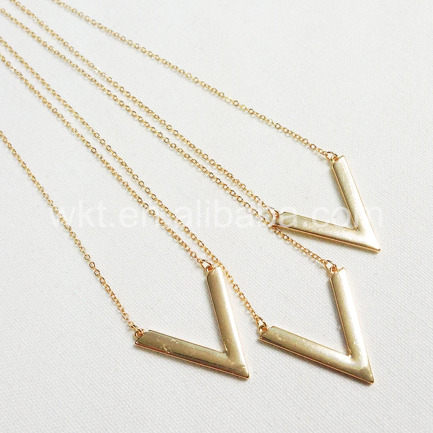 WT N697 Fashion Jewelry Gift Letter V Necklace for Women V pendant in