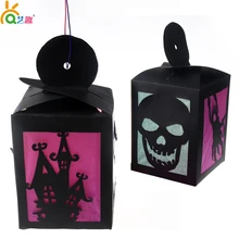 2 шт. DIY Хэллоуин фонарь лампа украшение праздника завесы/дети ребенок бумага ручной работы развивающие игрушки, включают свет