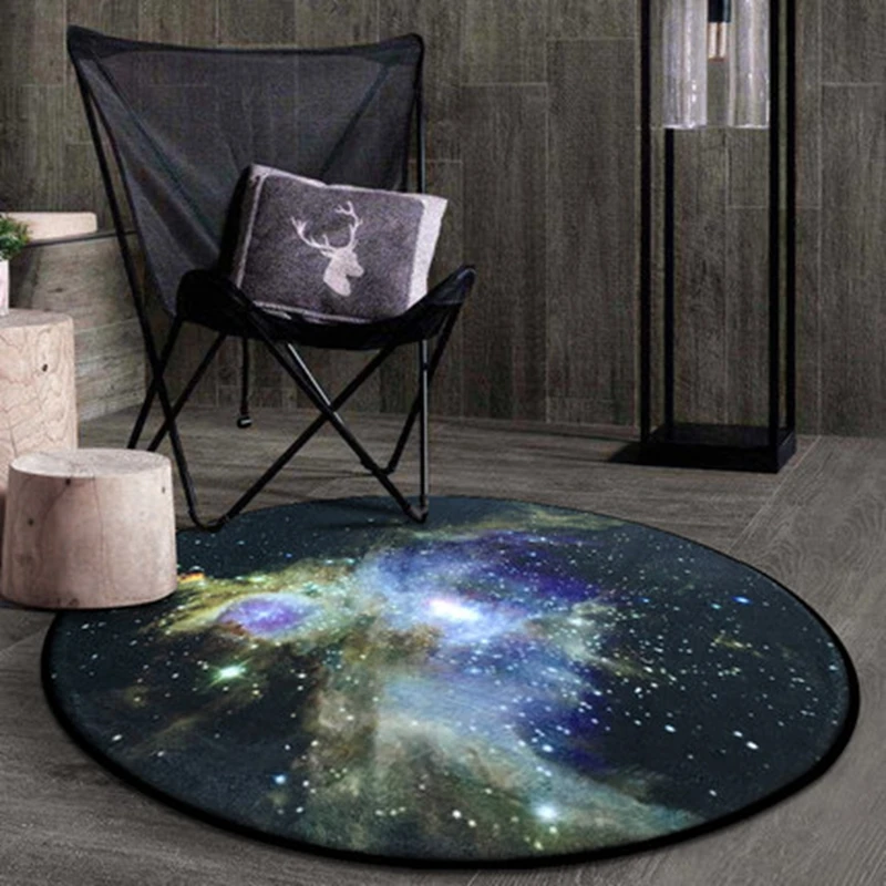 Звездное небо узор круглый мягкий толстый ковер современные ковры Стиль Творческий Floormat Гостиная Спальня Нескользящие поглощения коврики