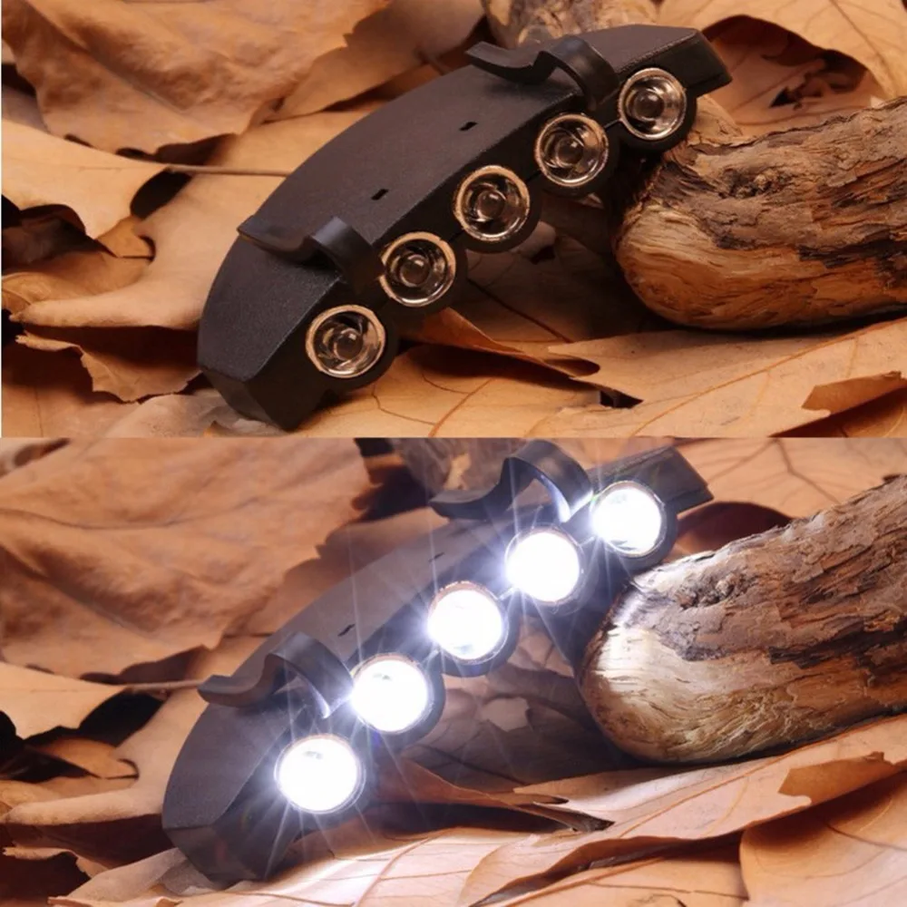 Super Bright 5LED Cap Light Headlight HeadLamp Head Flashlight Head Cap Hat Light Clip On Night Fishing Lights