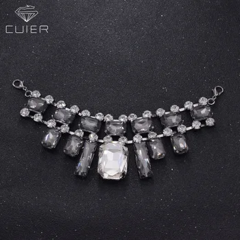 

10pcs/lot Luxurious glass rhinestones strass clothing appliques for wedding dress necklines Lobster buckle ended sewing patches