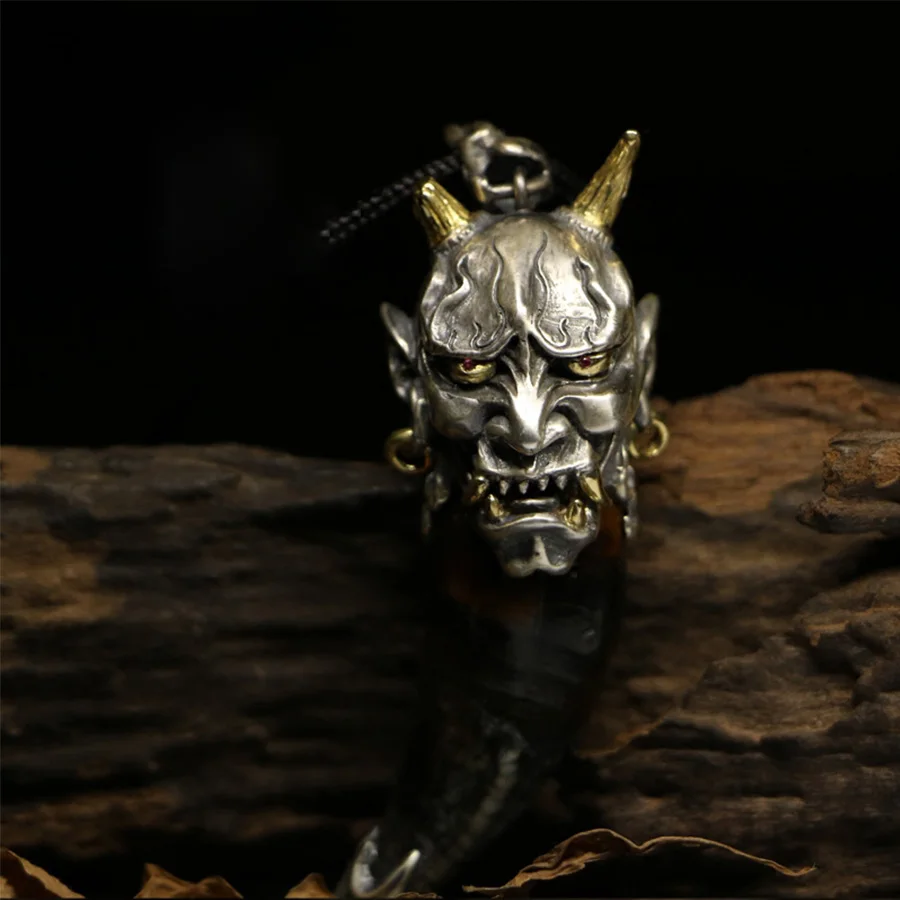 925 стерлингового серебра злой они Noh Hannya буддистская маска настроить Hanmade HANNY кулон ожерелье