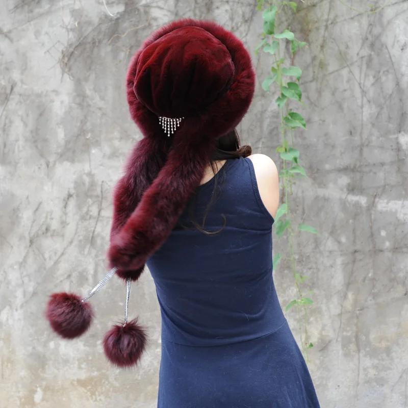 mad bomber trapper hat CX-C-175B New Design China Supplier 2017 Winter Women White Hat Warm Fox Fur Lady Hat Russian Hat mens leather bomber hat