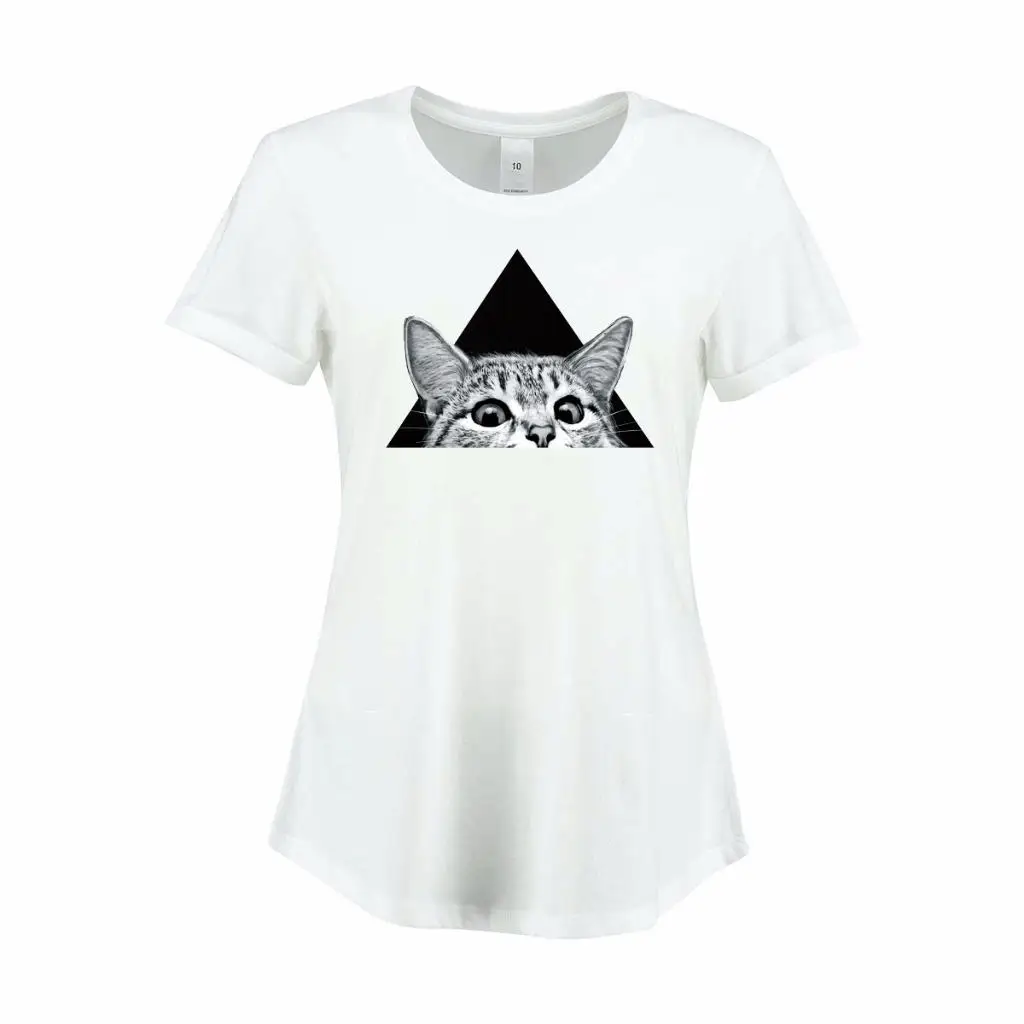 Baru Wanita Lengan Pendek Tops Hitam Putih Tee Dicetak T Shirt Segitiga Meme Kucing Lucu Womens Short Sleeve Tops Women Short Sleeveshort Sleeve Top Aliexpress