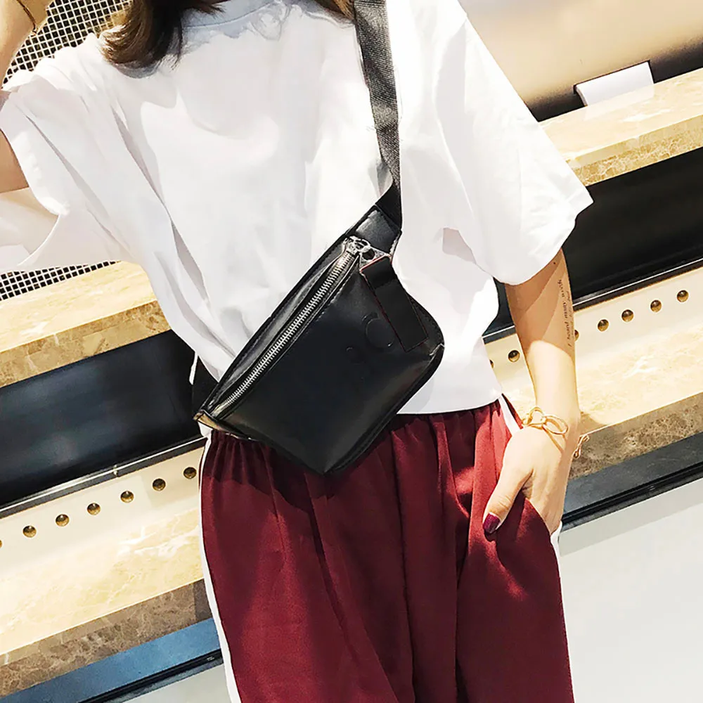 Women waist bag Shoulder Diagonal Personality Casual College Wind Chest Bag Pocket sac ceinture femme#25