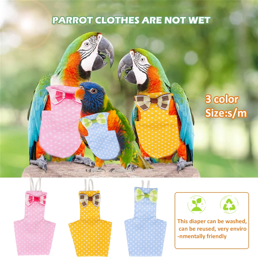 

Pet Bird Diaper Adjustable Cockatiel Flying Suit Leash Hand Made Parrot Clothes