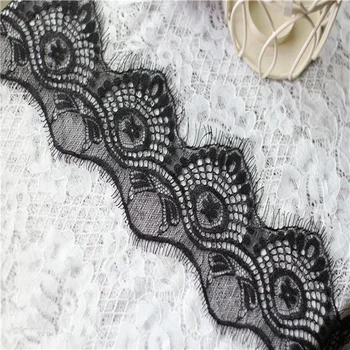 

9 meters/lot 8cm wide White Black Lovely Eyelash Lace Trim Embroidery Lace Cotton Cloth Lace DIY Garment accessories