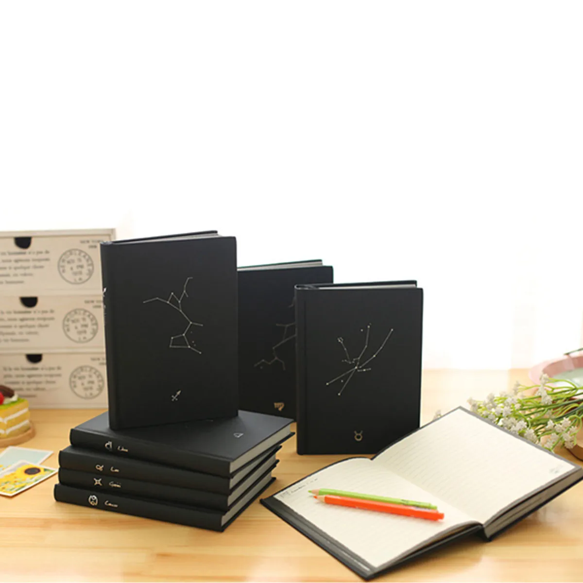 

Random Send 12 Constellations Notebook School Student Stationery Diary Weekly Planner Notebook Office Supplies Writing Pads