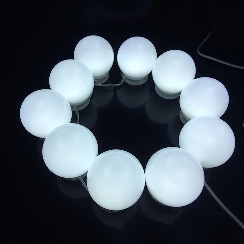 EU US Plug Makeup Mirror Hollywood Vanity LED Bulb Stepless Dimmable Touch Plug In Wall Lamps 10 Bulb DIY White Light Waterproof (18)