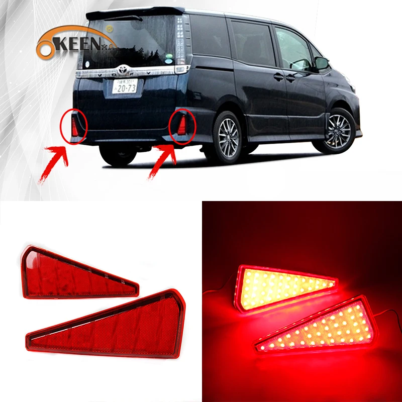 OKEEN 2pcs LED Rear Bumper Reflectors Light for Toyota Noah 2015 Voxy