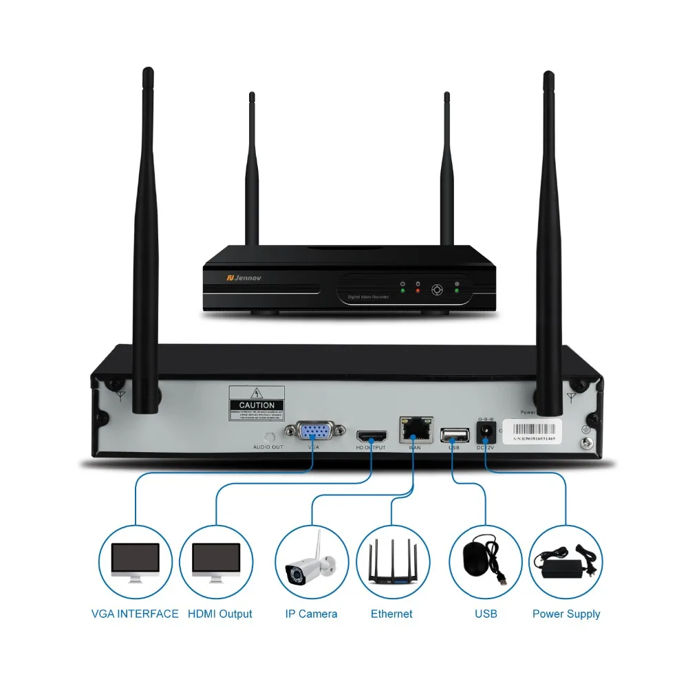 Einnov 4CH аудио система домашняя беспроводная камера безопасности Wi-Fi видеонаблюдение 2MP 1080P комплект ip-камера CCTV сетевое записывающее устройство в комплекте открытый Wifi