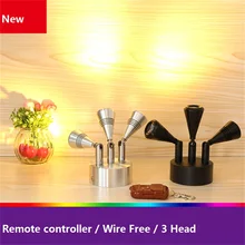 3 Вт/9 Вт подзарядка с пультом дистанционного управления оконная лампа, пульт дистанционного управления показать светильник, 3 головы ювелирный шкаф стеклянный беспроводной аккумулятор точечный светильник