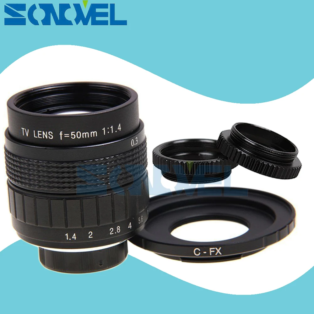 50 мм F1.4 CC TV lens + C Mount Macro ring для Fuji Fujifilm | Электроника