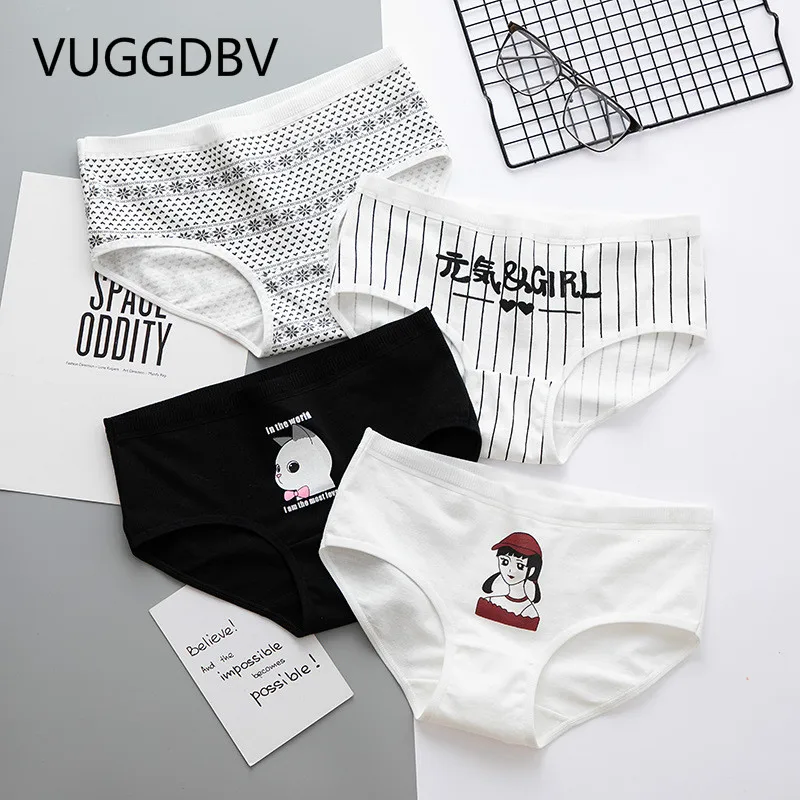 

Pure cotton medium waist ladies underwear ladies lovely printed cotton bottom triangle Womens Panties Women Panties Lot