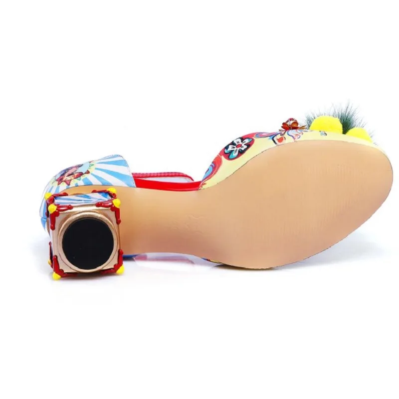 Fourrure Vent Chaussures Pour Plus Noir yellow Parti Femmes La Talons Taille National De Sandales Simples Jaune Européennes Anormaux Black Boule Stations Robe 0OqBtB