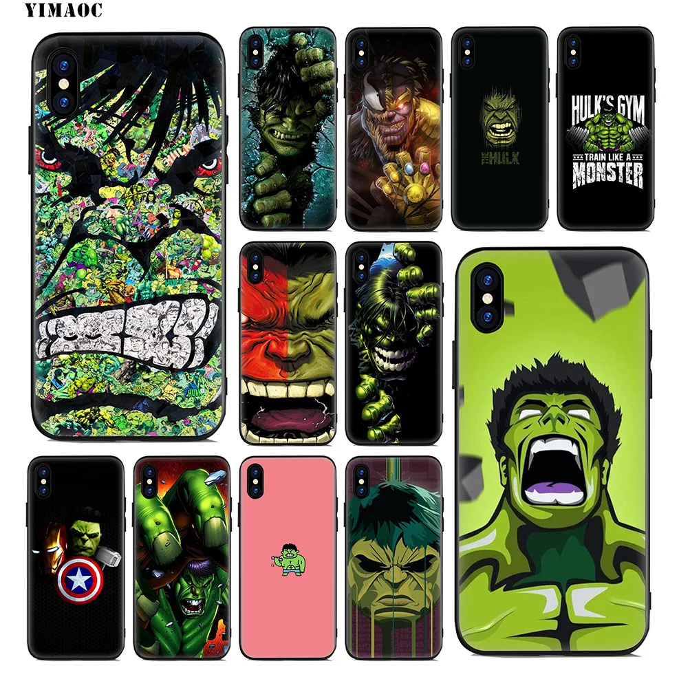 

YIMAOC Hulk Superheroes Soft Silicone Case for iPhone Xr Xs Max X or 10 8 7 6 6S Plus 5 5S SE Cover