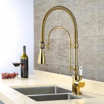 Online New Arrivals Pull Out Kitchen Faucet Gold Kitchen Sink Mixer Tap Top Quality Kitchen Faucet Vanity Water Tapfaucet Sink Faucet