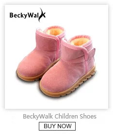 BeckyWalk/Новинка года; зимние ботинки для девочек и мальчиков; теплые ботинки для малышей; детская обувь из натуральной кожи с нескользящим мехом; CSH733