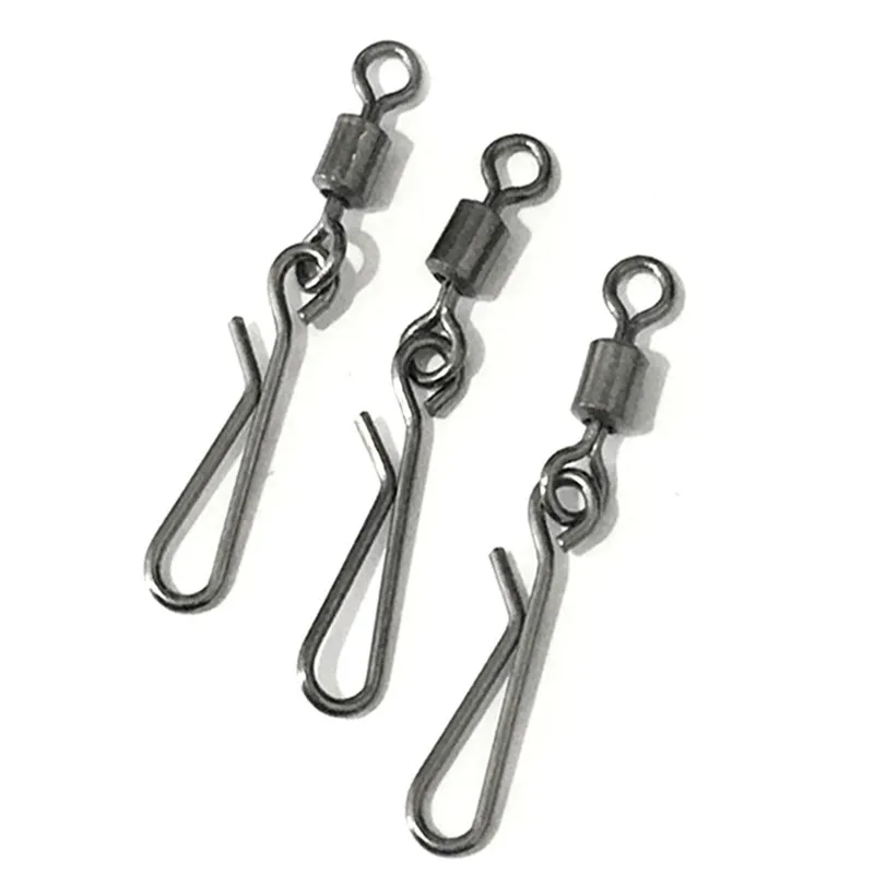 

50pcs Fishing Swivels Rolling Swivel Interlock Snap Hook Lure Connector Terminal Tackle Swivel Fishing
