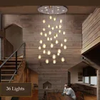 36 Lights led Modern Clear Cast Glass Ball Meteor Shower Chandelier With Polished Chrome Stainless Steel Canopy with G4 Bulbs