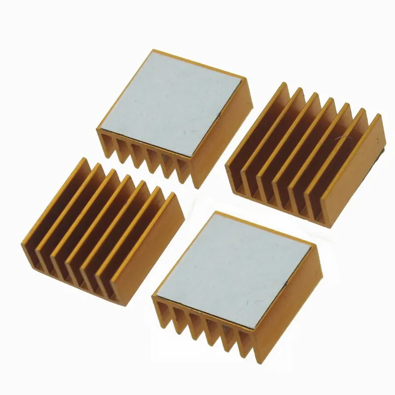 

Gdstime 100 pcs 14x14x6mm Golden Aluminum Heatsink 14mm x 6mm Chip CPU GPU VGA RAM LED IC Heat sink Radiator with 3M Tape