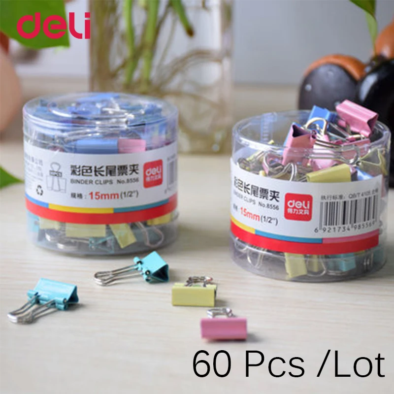 Deli 60 Pcs 15 mm Common mini Cute Binder Clips Metal Cute Paper