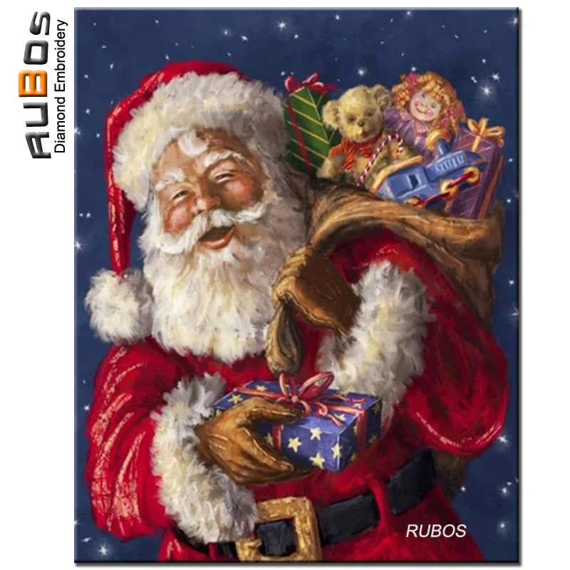 RUBOS Santa Claus DIY 5D Diamond Mosaic Diamond Painting Cross Stitch Embroidery Sale Pattern Full Rhinestone Kid Gift Christmas (3)