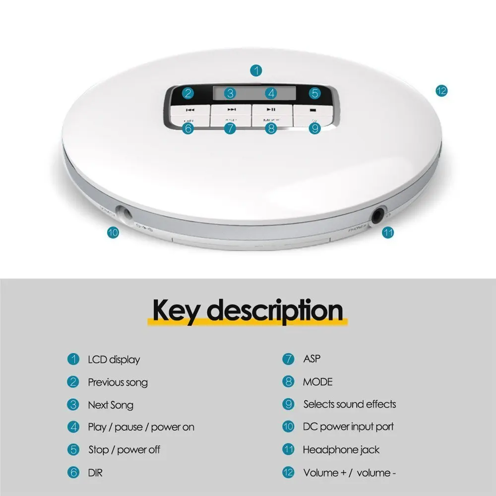 HOTT портативный CD-плеер светодиодный дисплей CD Walkman игровой диск CD-R/cd-rw/MP3 Звуковые эффекты включают плоские/BBS/Pop/Джаз/Рок/Классика