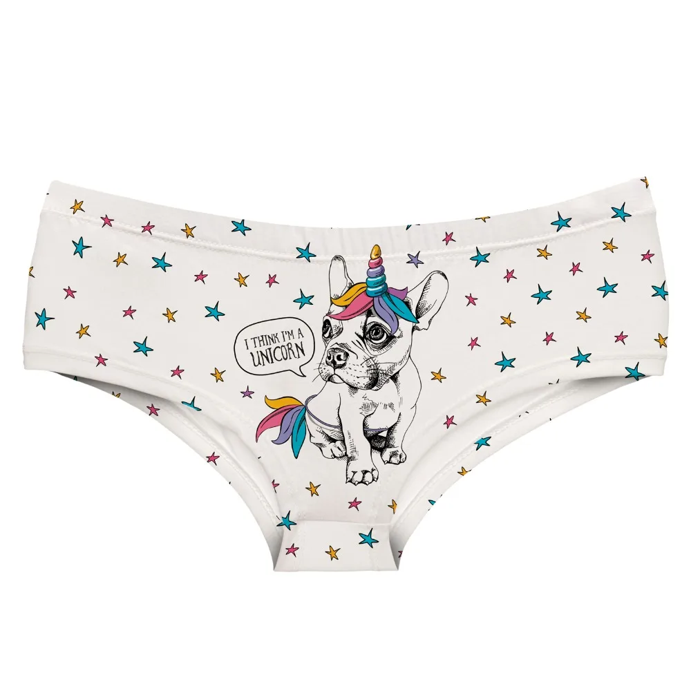 

LEIMOLIS UNICORN FRENCHIE STARS funny print sexy hot panties female kawaii Lovely underwear push up briefs women lingerie thongs