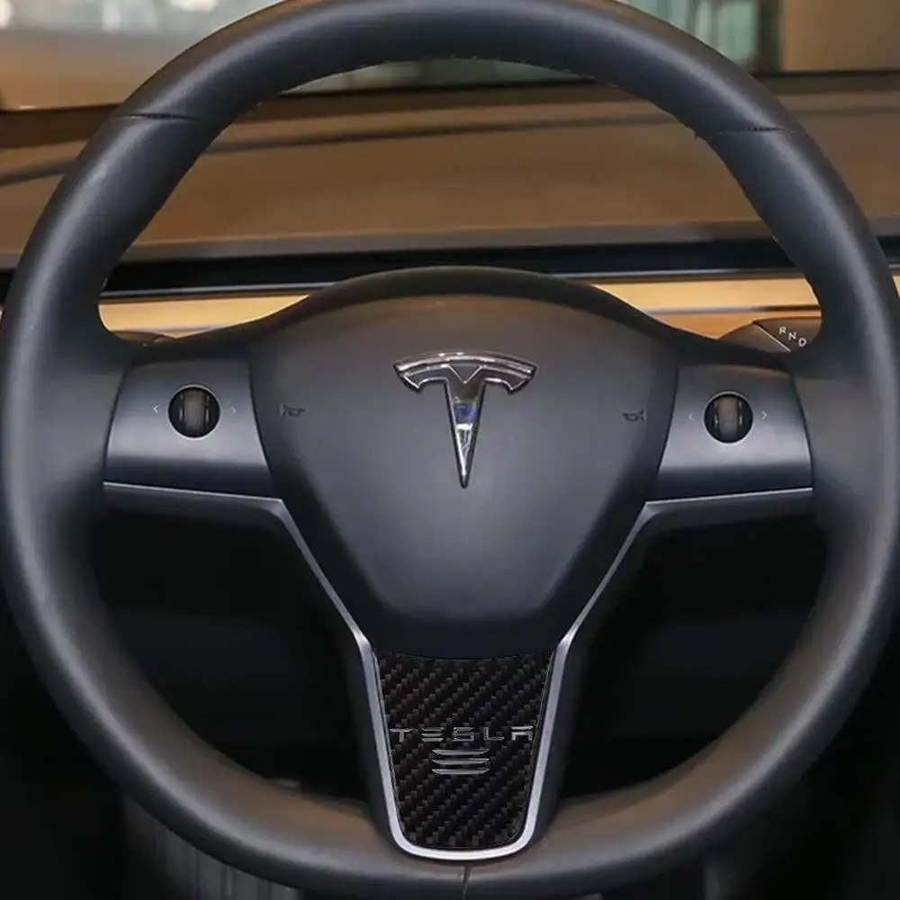 Наклейка на руль автомобиля из углеродного волокна для Tesla Model 3|Наклейки салона