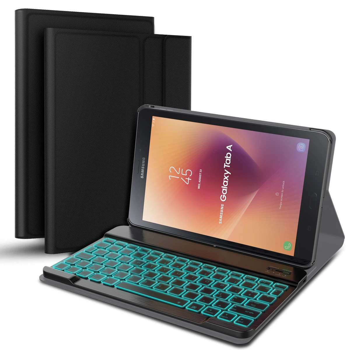 

Italian Bluetooth Backlit Keyboard for Samsung Galaxy Tab A2 10.5 T595 T590 Separable Tablet Leather Case Unique Stripe Design