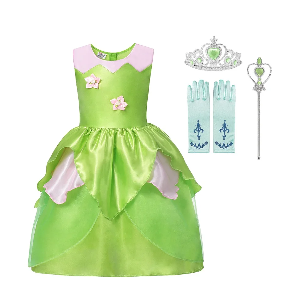 MUABABY; нарядный костюм «Динь-Динь» для девочек; детские летние вечерние платья Феи «Динь-Динь»; нарядная одежда для детей; платья для дня рождения - Цвет: Tinkerbell Set 03