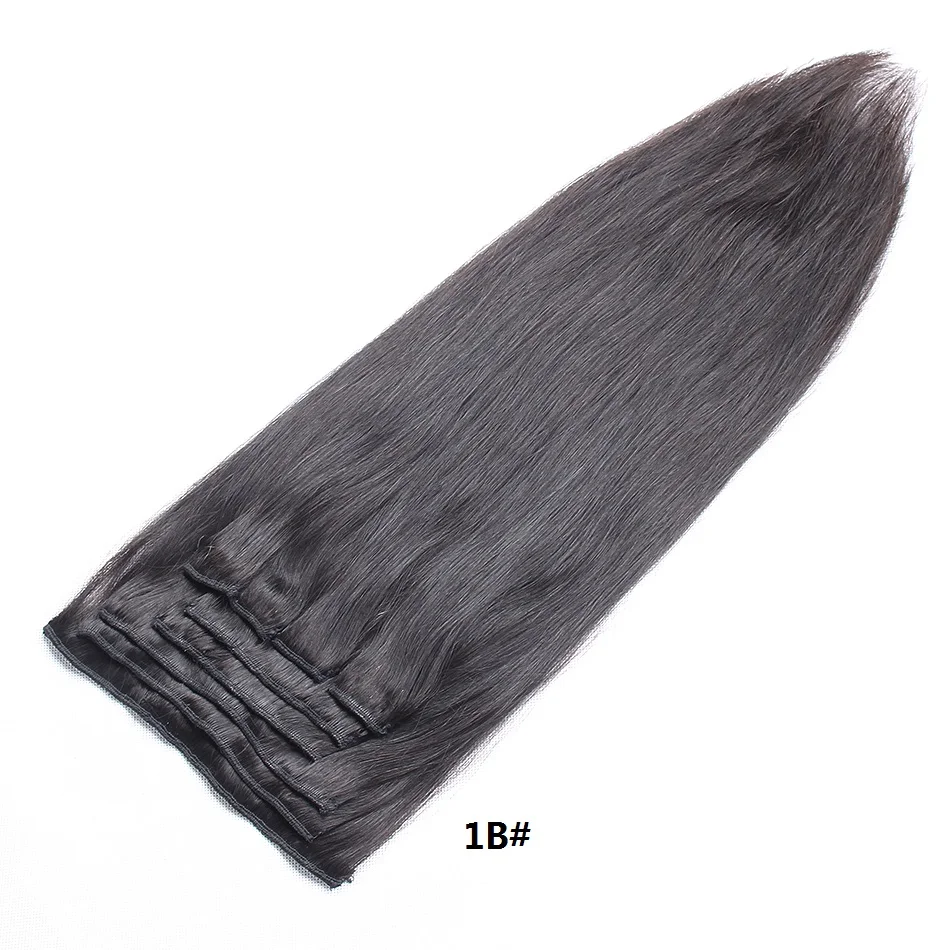Clip in hair extension Human hair bundles brazilian hair 1b 