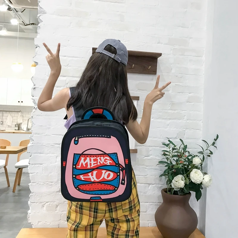 Menghuo New 3D Anime Cartoon Women Backpack School Bag Nylon 2D Style Travel Drawing Book Backpack Mochilas for Teenagers Gilrs (38)
