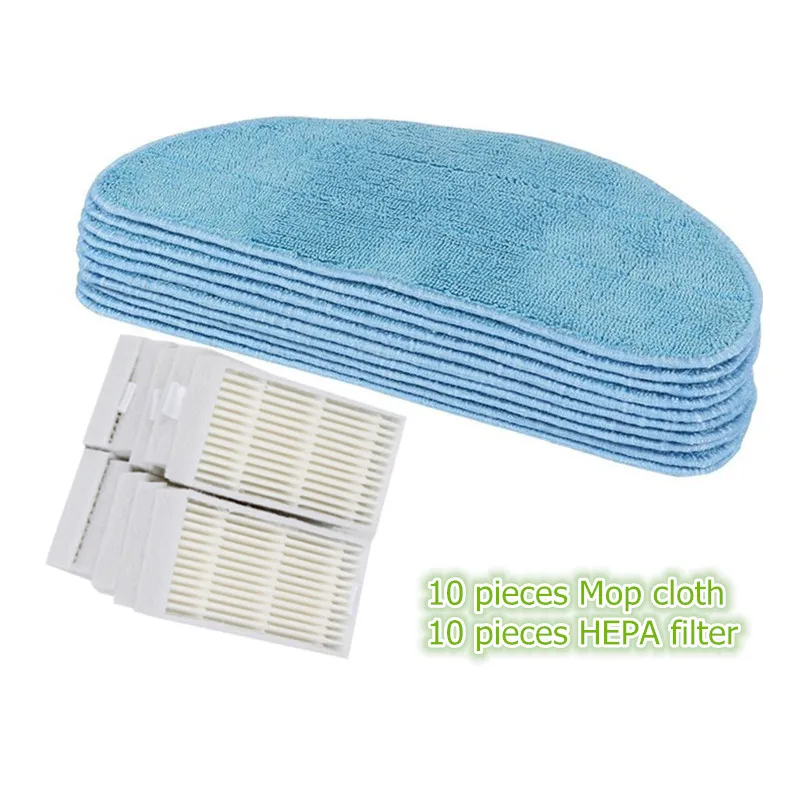 10* Robot Mop Cloth and 10* White HEPA filter for Chuwi ilife v5 ilife v5s pro ilife x5 V3+ V3 v5pro Vacuum Cleaner Parts
