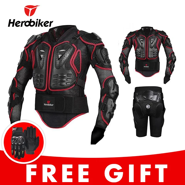 Motorcycle Jacket Riding Protection Armor Motorbike Motocross Equipment Racing Body Armor Moto Ptotective Gears Combination - Цвет: 2red set short