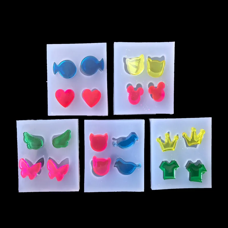 

1PC Bear Bird Butterfly Wing Heart Liquid Silicon UV Resin Mold for Making Jewerly Earrings Hair Accessories Jewelry Tools