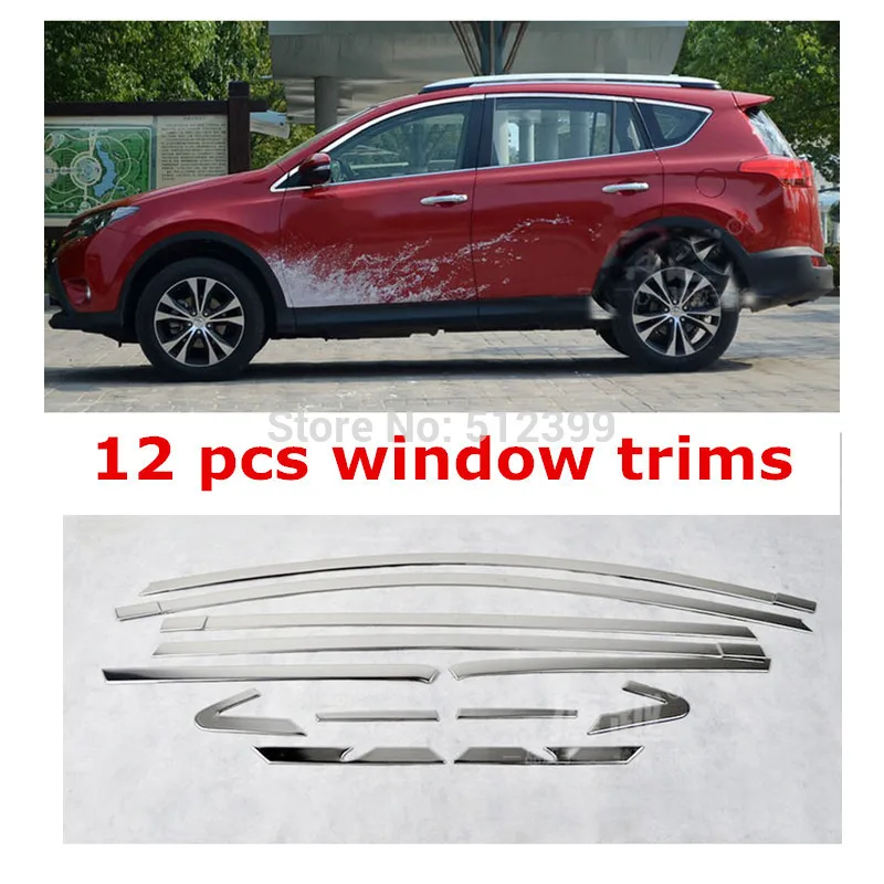 

Stainless Steel 12 pcs Upper Window Trims Decorative Cover For Toyota RAV4 2013 2014 2015 2016 Car styling Accessories