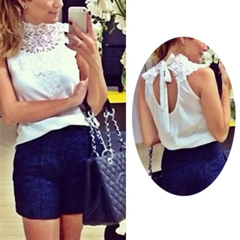 Летняя женская блузка кружевная без рукавов с открытой спиной|party shirt|lace sleeveless toptop