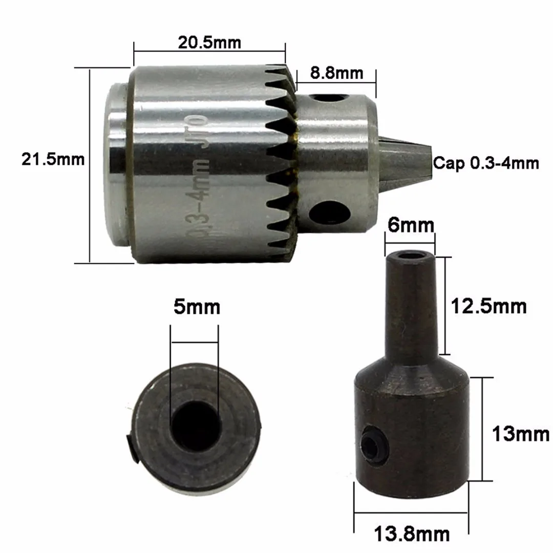 Buy 1 Set Electric Drill Chuck 0.3 4mm Jt0 Taper Mounted With 5mm Motor Shaft