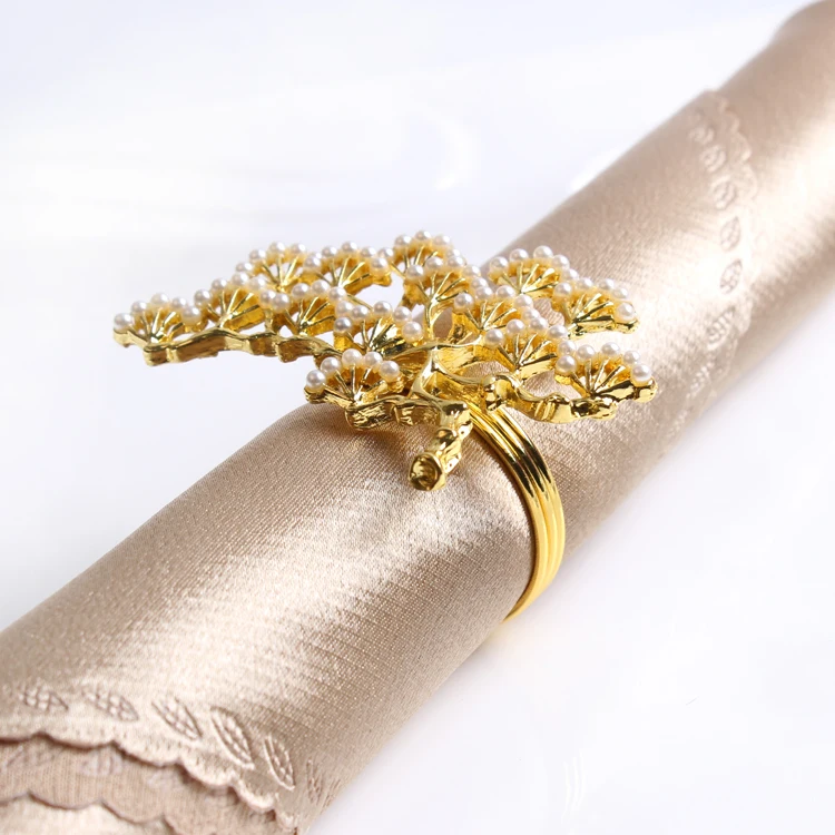 12pcs Gold pearl pine napkin buckle High-end hotel table napkin ring West table decoration cloth buc wedding party decoration 12pcs Gold pearl pine napkin buckle High-end hotel table napkin ring West table decoration cloth buc wedding party decoration