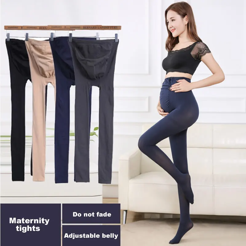 

Autumn medias embarazada Opaque tights for pregnant women 320D Plus size Solid soft stockings Adjustable waist pregnant socks